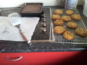 Peanut Brownies and Chocolate Chip Cookies.