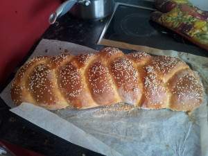 My challah bread out of the oven.  Prettiest thing I've made today.