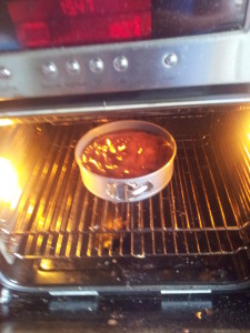 Chocolate cake take 2.  I let the oven cool then come back up to temp. Hopefully this will avoid the liquid centre. 