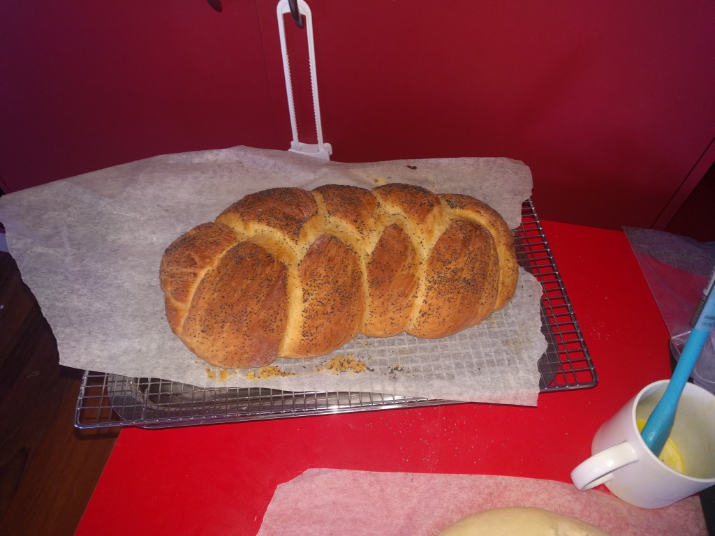 Challah bread ready for the show. The sourdough turned out flat and hard and for some reason I forgot to take pictures of the cookies. 