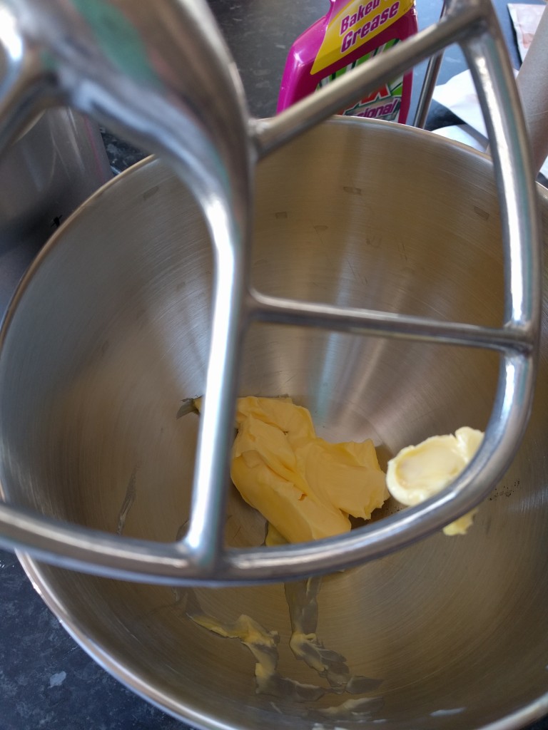 Butter in a solid stand mixer.